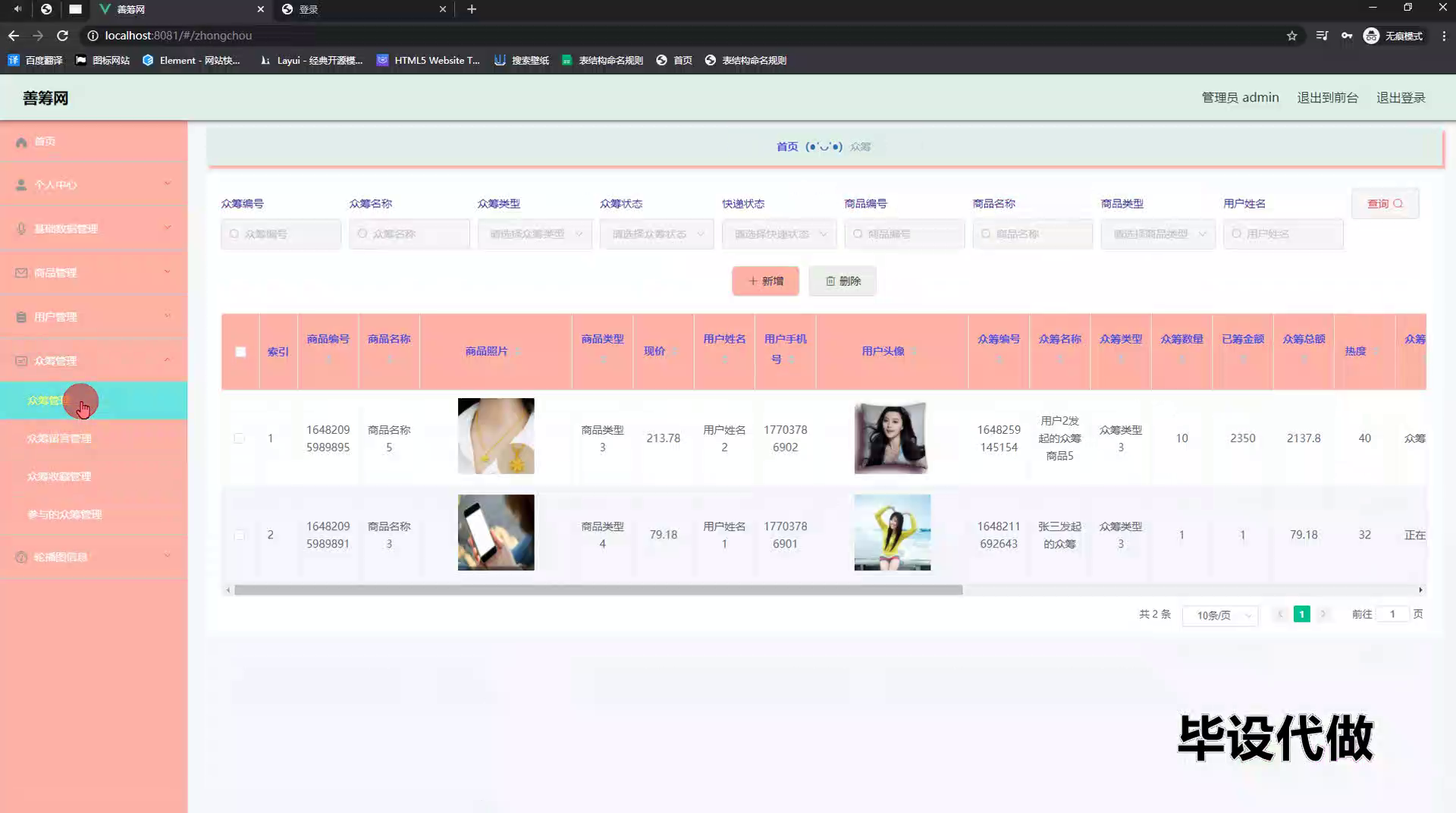 yy-springboot202善筹网（众筹）前后台实现设计