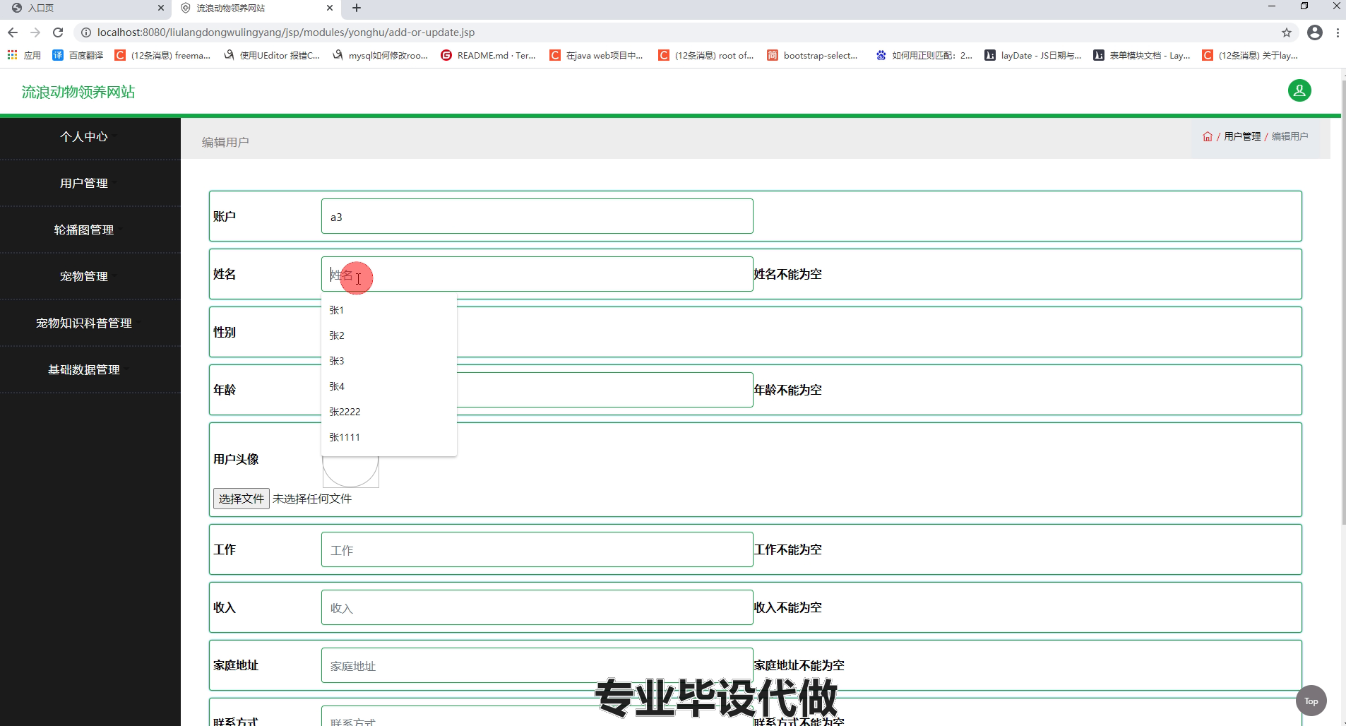 ssm流浪动物领养信息系统设计