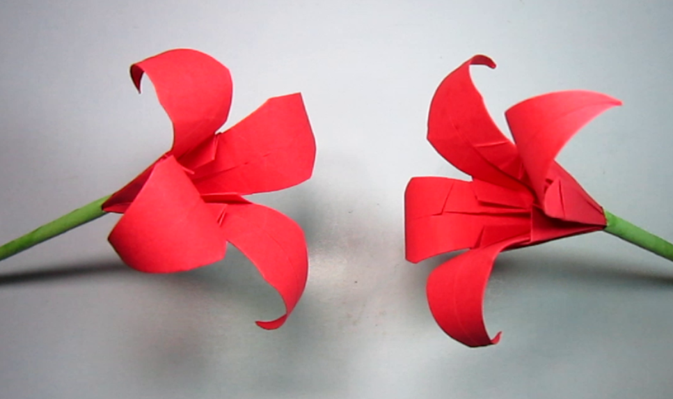 最简单纸花百合花