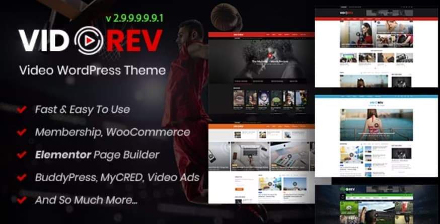 VidoRev 2.9.9.9.9.9.7汉化中文版|WordPress视频直播电影主题下载