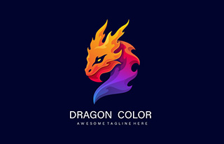 龙颜色渐变徽标模板神话动物LOGO模板矢量AI&EPS素材