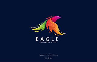 多彩几何拼图老鹰动物LOGO模板矢量AI&EPS素材