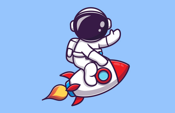 火箭宇宙飞船小航天员矢量图