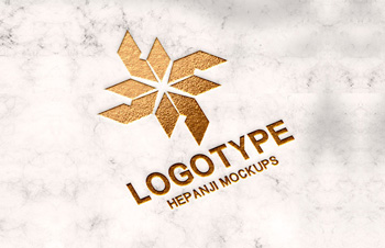 大理石金色质感雕刻LOGO样机