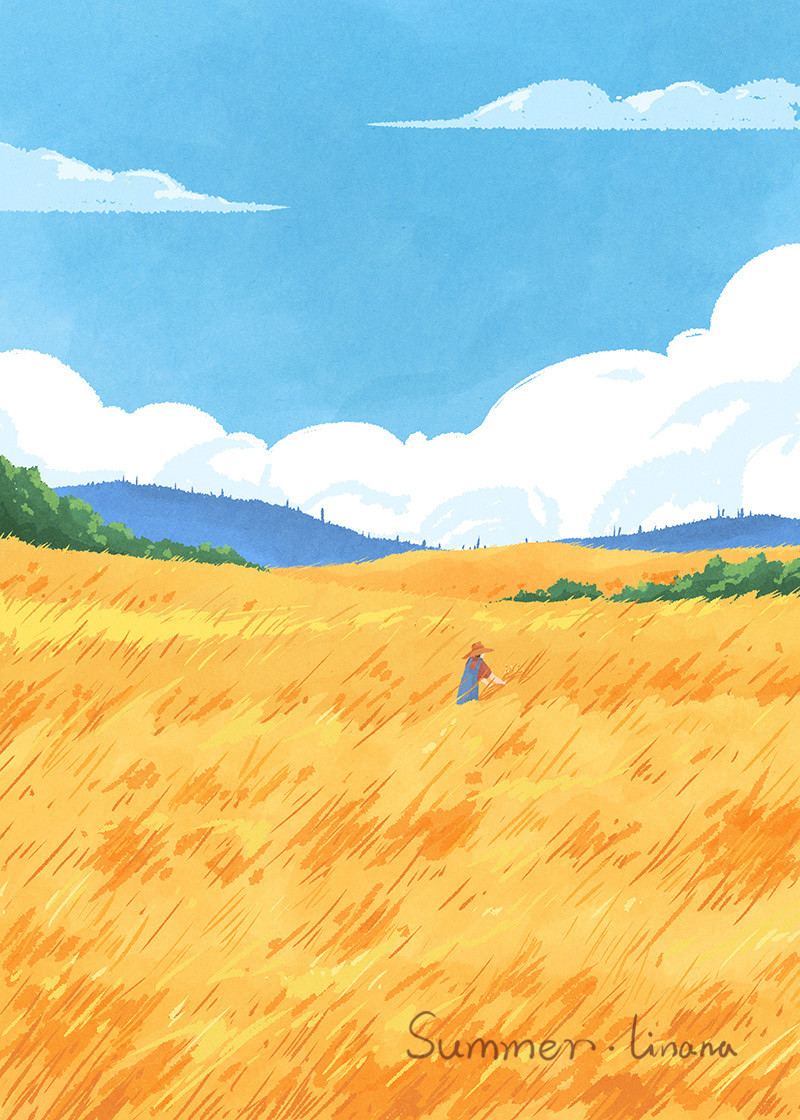 春去秋来 等一树花开-一年四季的色彩手绘插画