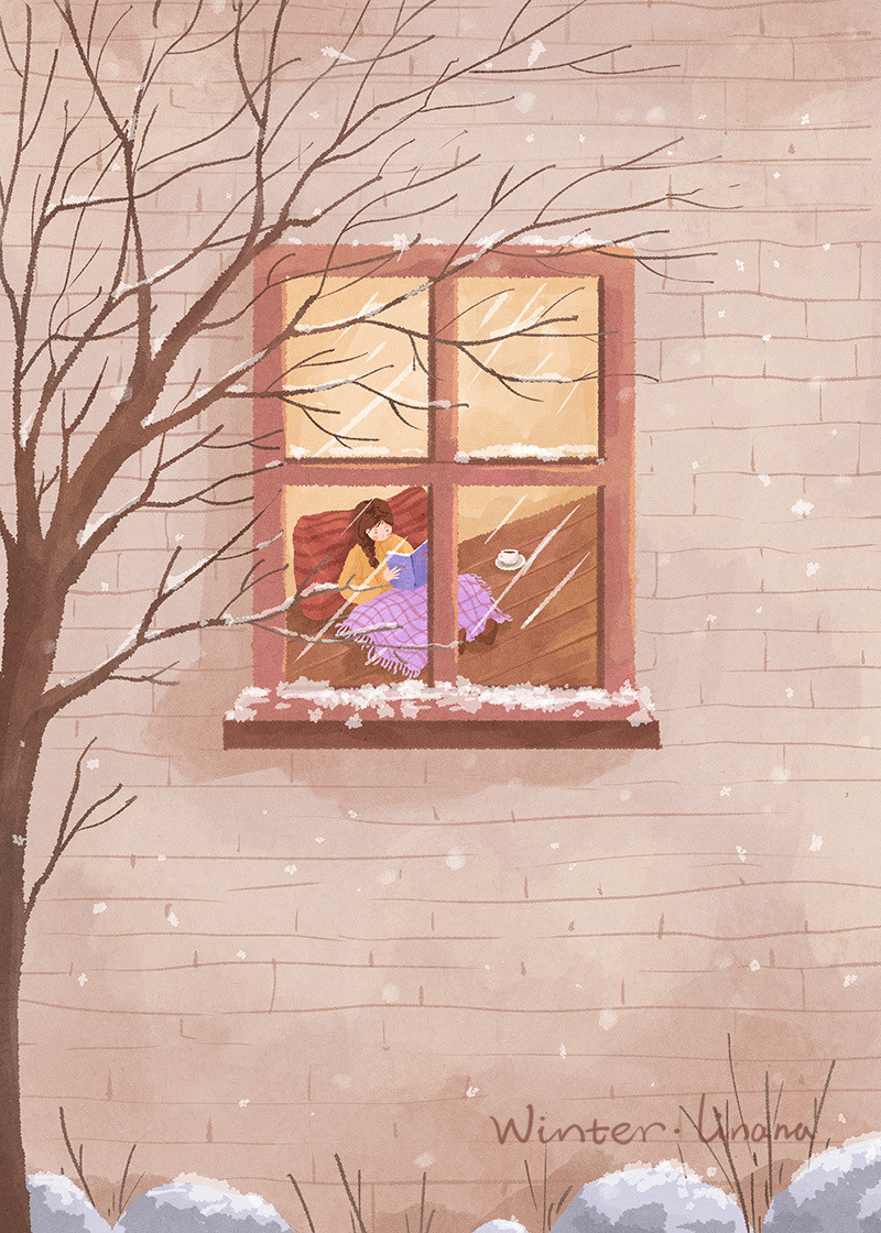 春去秋来 等一树花开-一年四季的色彩手绘插画