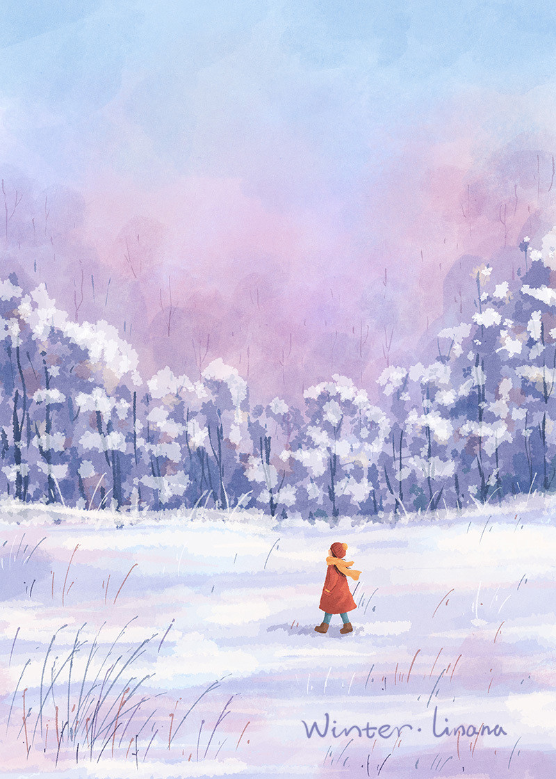 春去秋来 等一树花开-一年四季的色彩手绘插画