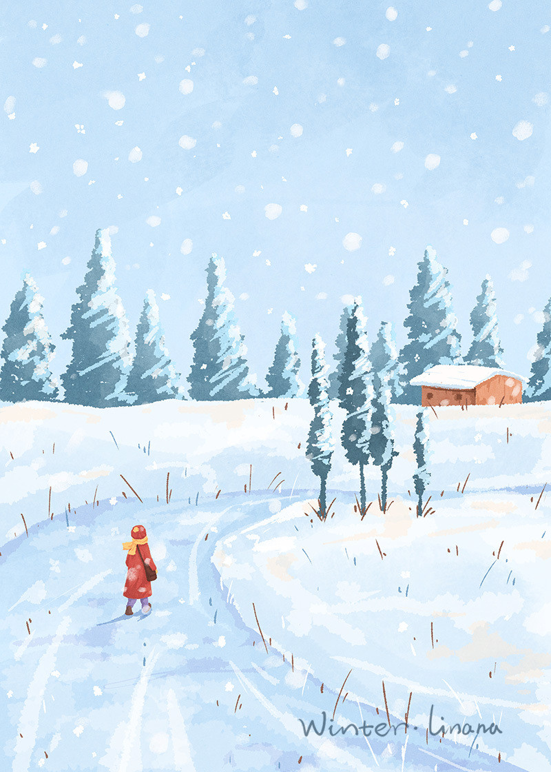 春去秋来 等一树花开-一年四季的色彩手绘插画