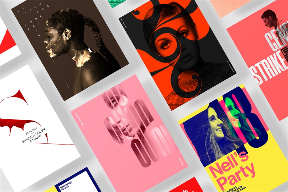 色彩强烈的极简风格海报排版设计