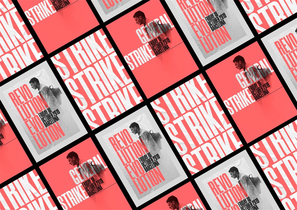 色彩强烈的极简风格海报排版设计