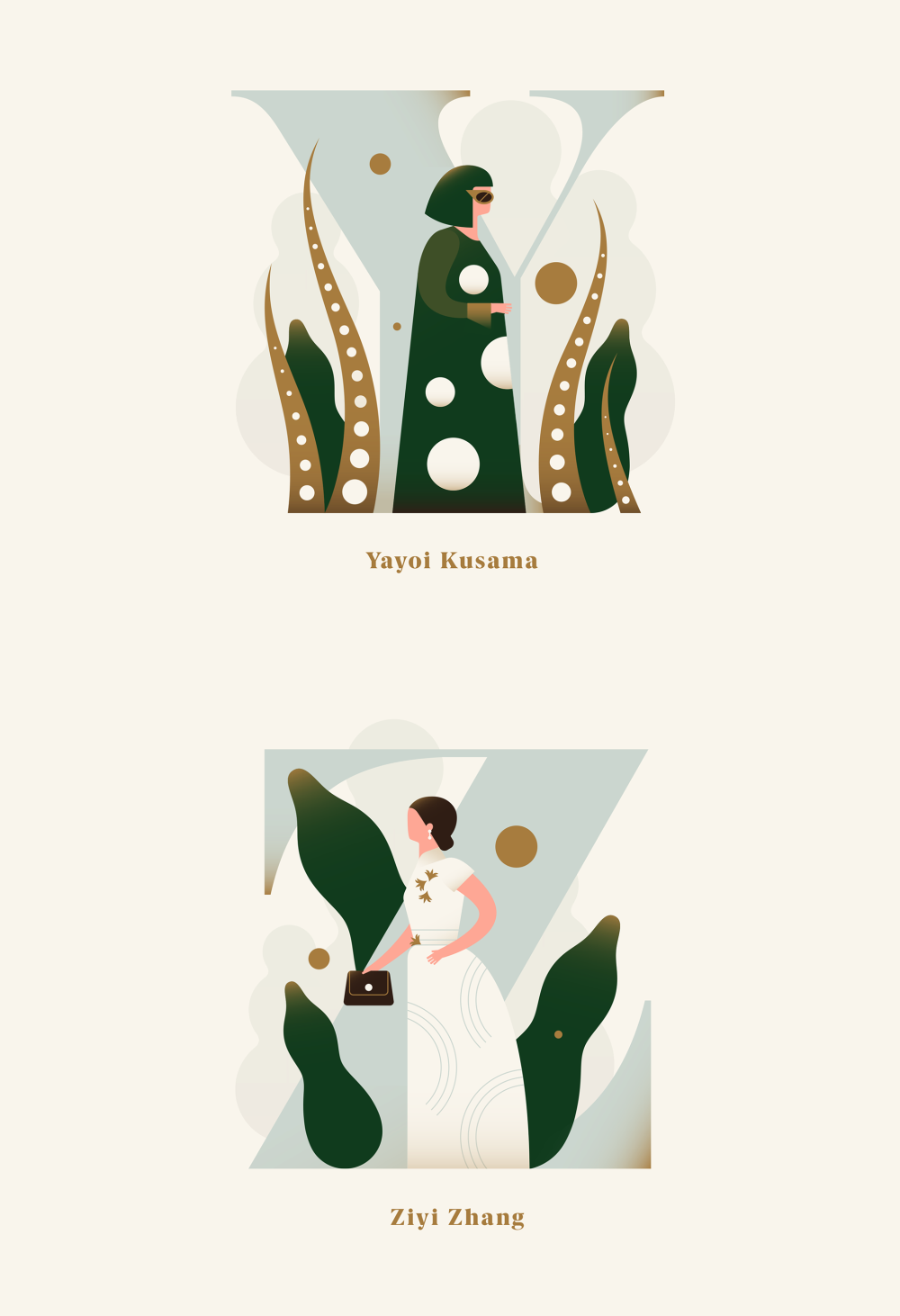 24字母诠释24位时代非凡女性插画设计