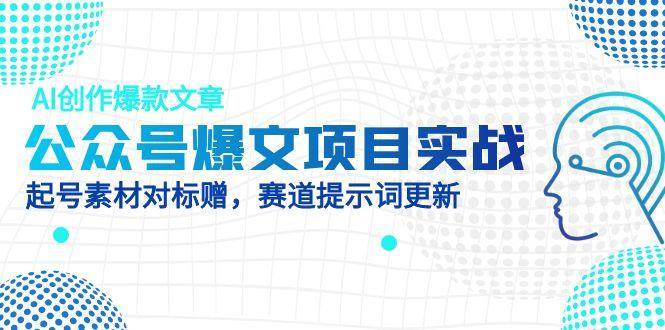 （14709期）公众号爆文项目实战，AI创作爆款文章，起号素材对标赠（附赛道AI提示词）-倾慕云小窝