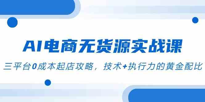 AI电商无货源实战课，三平台0成本起店攻略，技术+执行力的黄金配比-倾慕云小窝