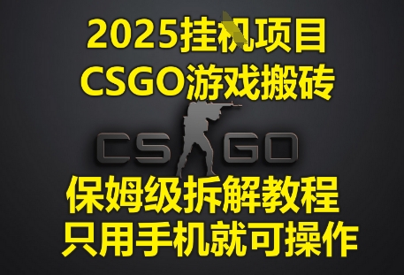 2025挂G项目，CSGO游戏搬砖，保姆级拆解教程，只用手机就可操作【揭秘】-倾慕云小窝