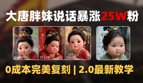 AI大唐胖贵妃说话2.0，40条视频暴涨40w粉，附独家变现攻略-倾慕云小窝