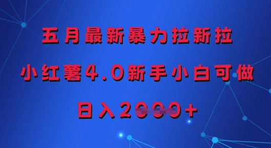五月最新暴力拉新拉，小红薯4.0新手小白可做，日入多张-倾慕云小窝