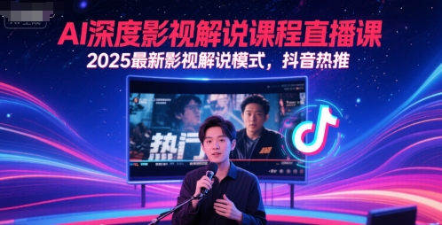 AI深度影视解说课程直播课，2025最新影视解说模式，抖音热推-倾慕云小窝