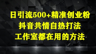日引流500+精准创业粉，抖音共情自热打法，工作室都在用的方法-倾慕云小窝