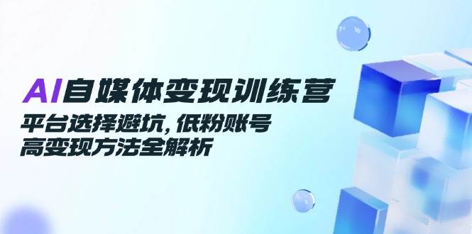 AI自媒体变现训练营，平台选择避坑，低粉账号高变现方法全解析-倾慕云小窝