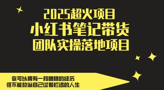 2025超火项目，副业最佳选择，小红书笔记带货团队实操落地项目，，轻松日入5张-倾慕云小窝