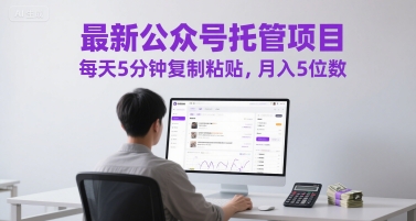 最新公众号托管项目，每天5分钟复制粘贴，月入5位数【揭秘】-倾慕云小窝