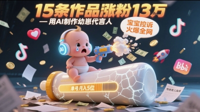 用AI制作幼崽代言人，宝宝的控诉火爆全网，15条作品涨粉13W，单号月入5位数实操教程-倾慕云小窝