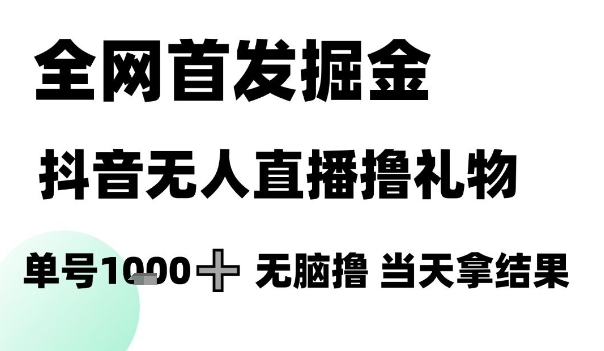 全网首发掘金抖音无人直播撸礼物，单号1k +无脑撸，当天拿结果【揭秘】-倾慕云小窝