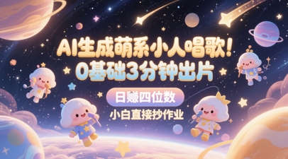 AI生成萌系小人唱歌，0基础3分钟出片，28个作品涨粉8.9W，单条最高19W赞，日入四位数，小白直接抄作业-倾慕云小窝