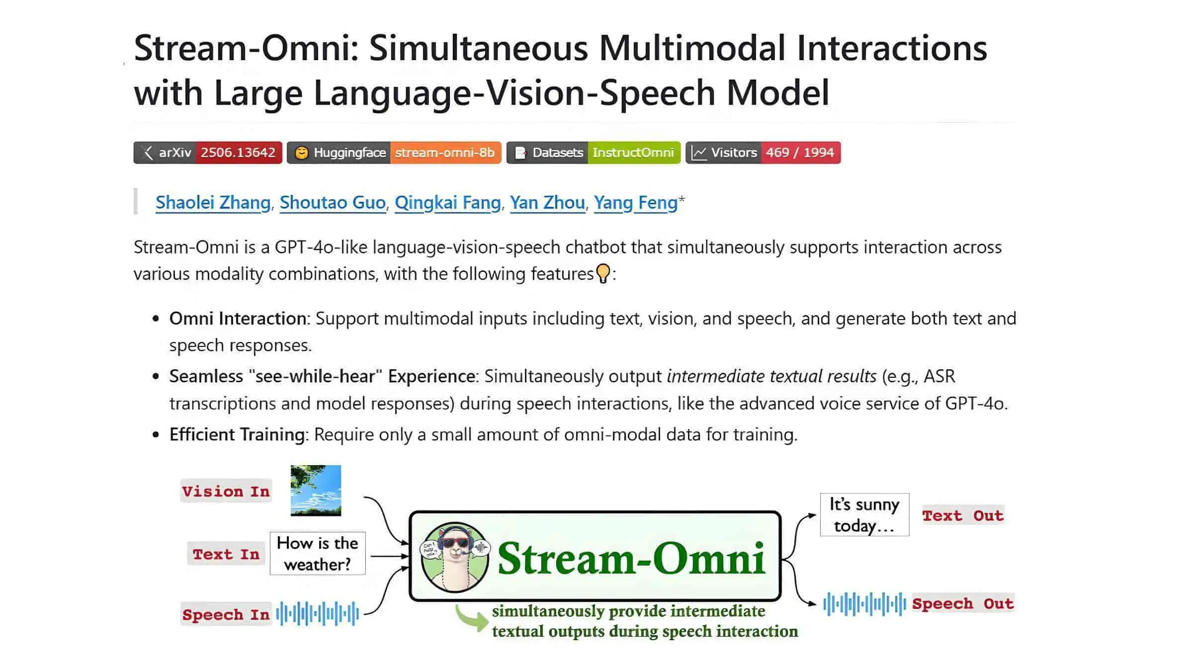 Stream-Omni – 中科院联合国科大推出的语言视觉语音模型 - 万类AI-万类AI