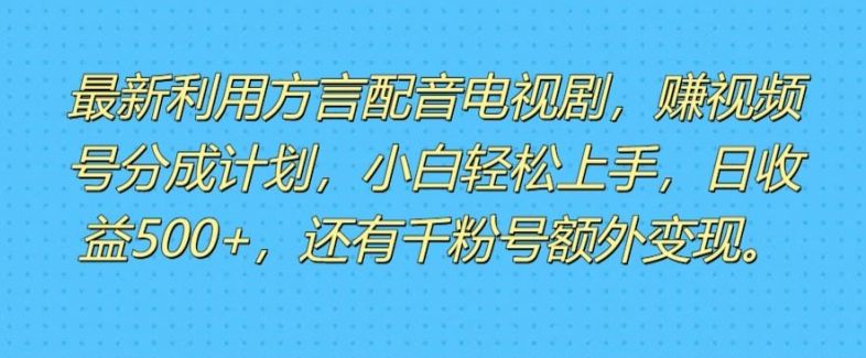 利用方言配音视频，赚视频号分成计划收益，操作简单，新手小白轻松上手 随便写写 第1张