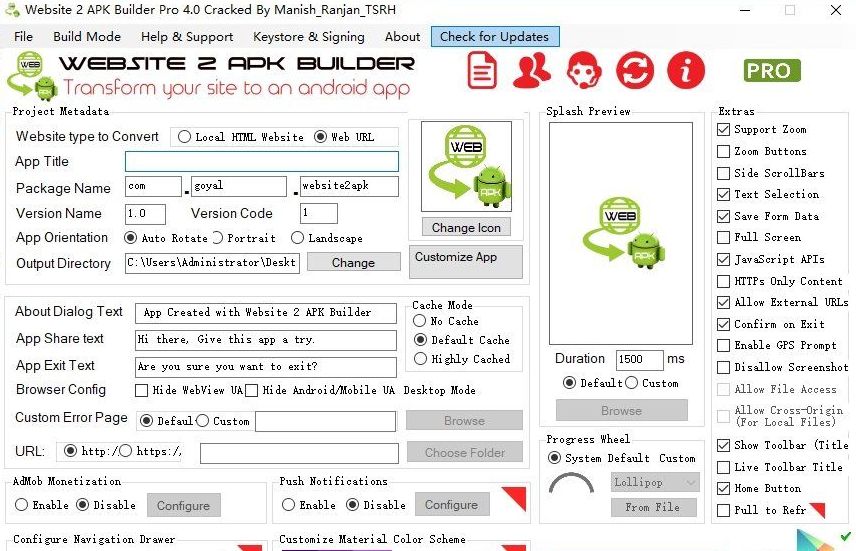 网页转安卓apk的软件: website 版本号是v4.0 实用软件 第1张