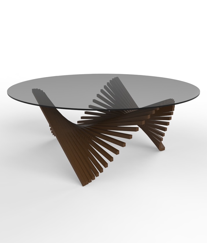 波浪条状玻璃茶几Rhino犀牛模型下载