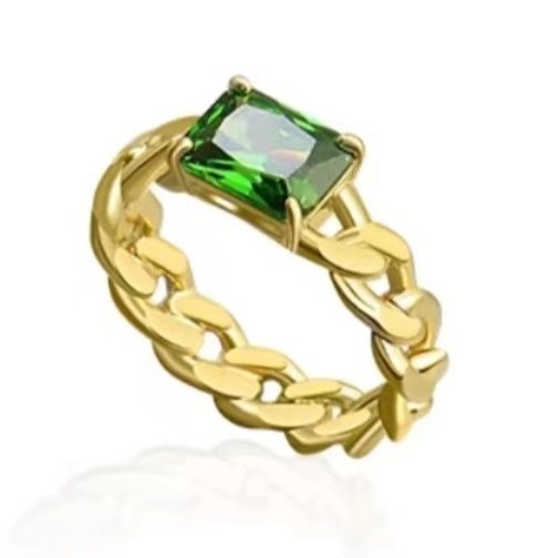 祖母绿O字链戒指Rhino犀牛模型下载