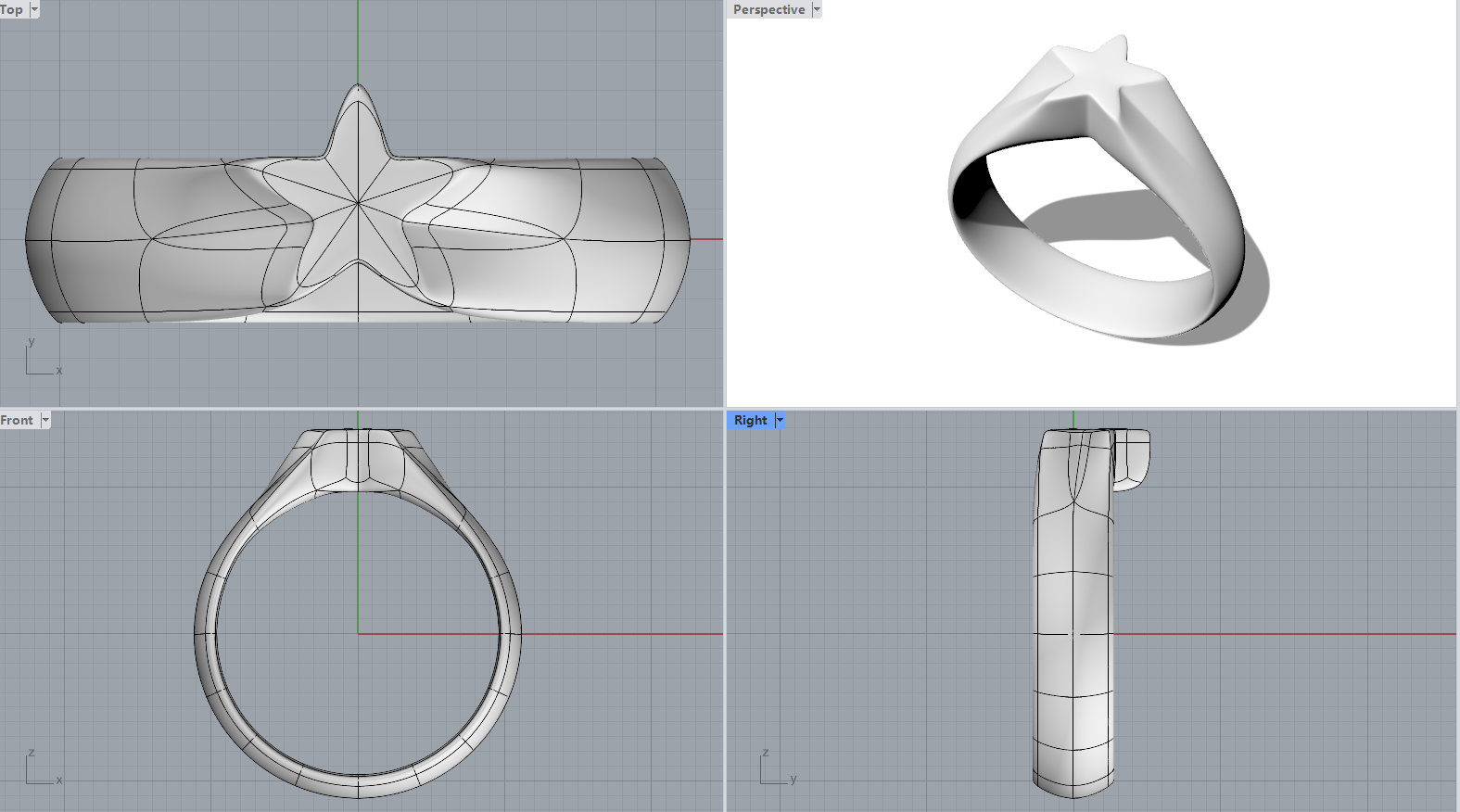 五角星戒指Rhino犀牛3dm模型源下载
