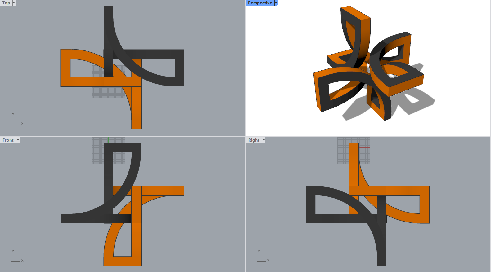 六面体弧形衔接循环雕塑犀牛Rhino模型下载