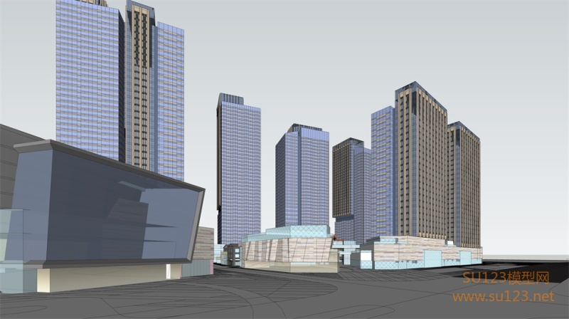 昆明海伦国际高层办公楼商业综合体SU模型