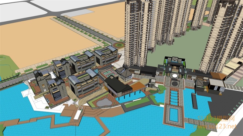 新中式高层住宅小区 韶关保利大都会SU模型
