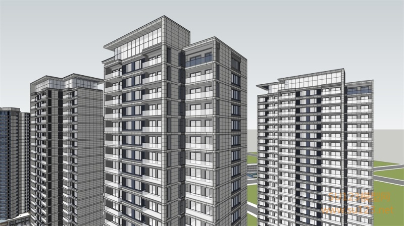 现代高层住宅 售楼处示范区SU模型