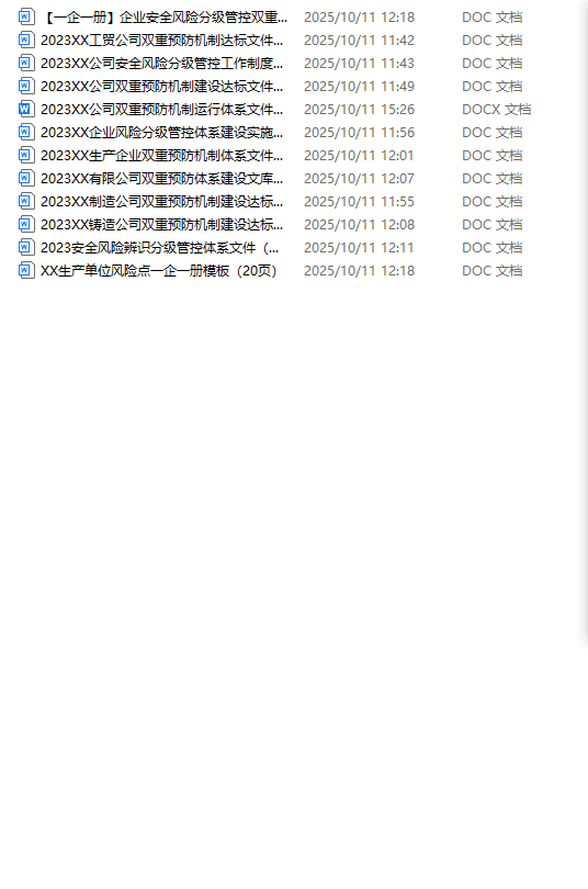 企业双重预防机制建设体系文件参考模板[ZIP]