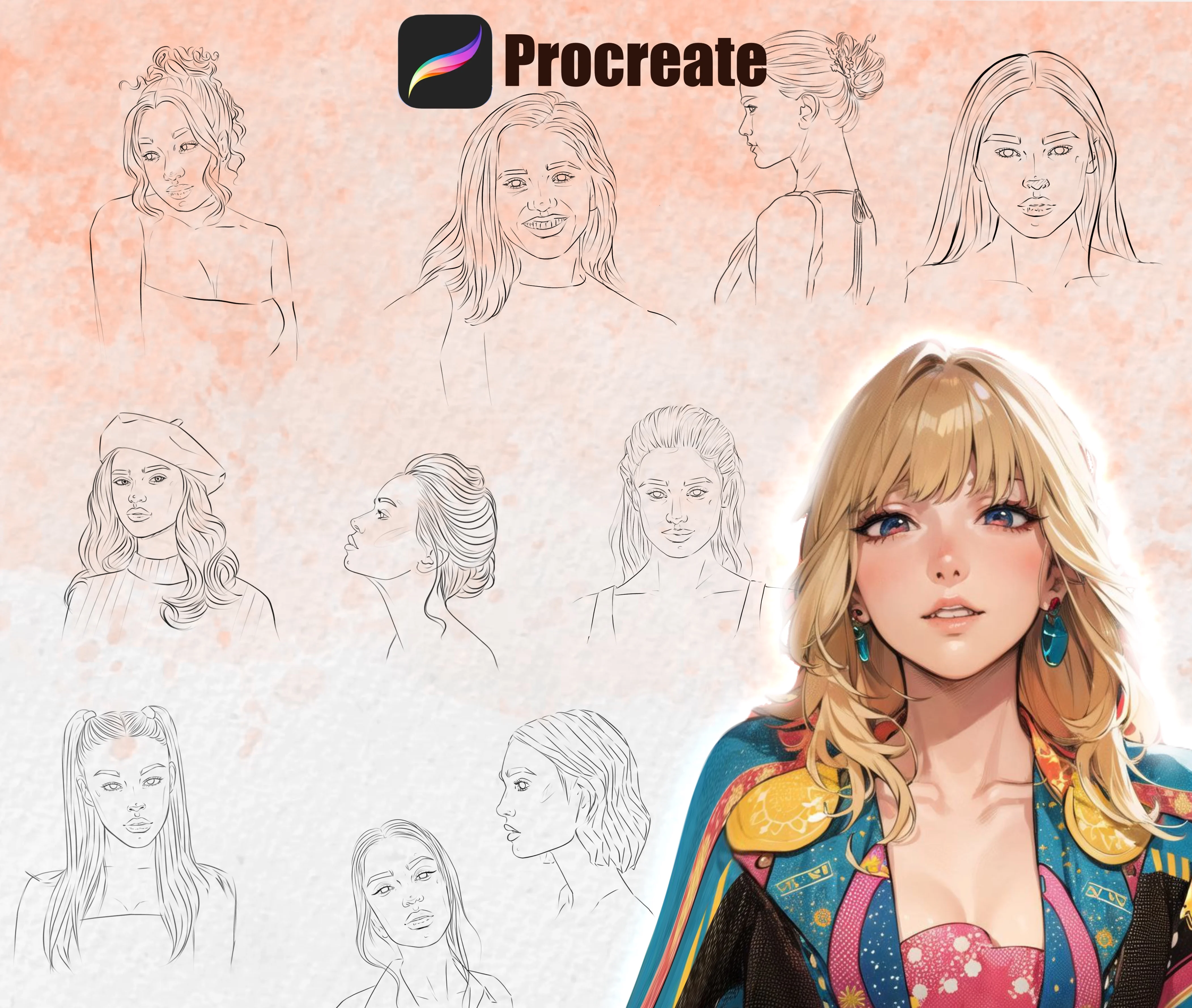 Procreate人脸印章笔刷